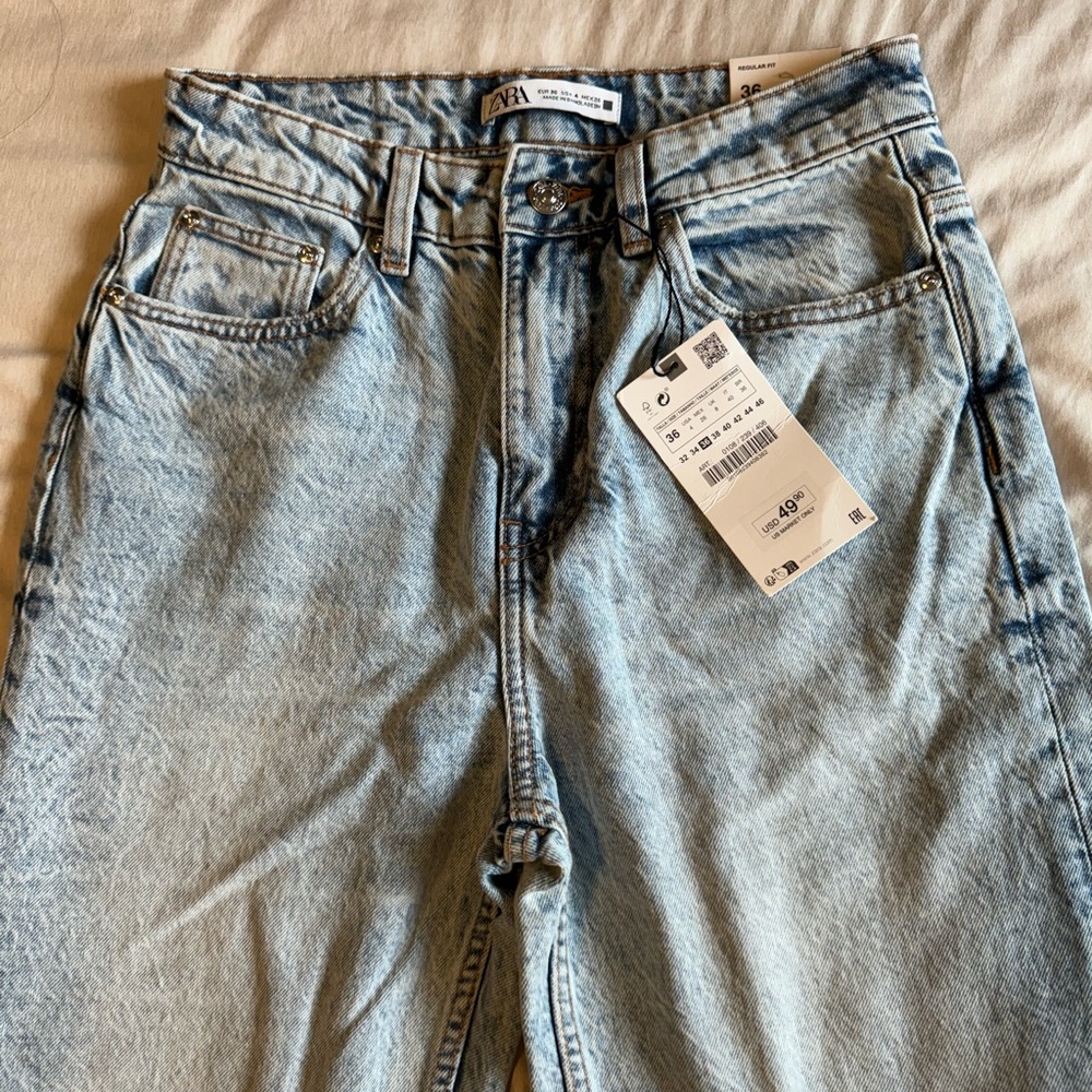 brand new zara straight leg jeans light wash
